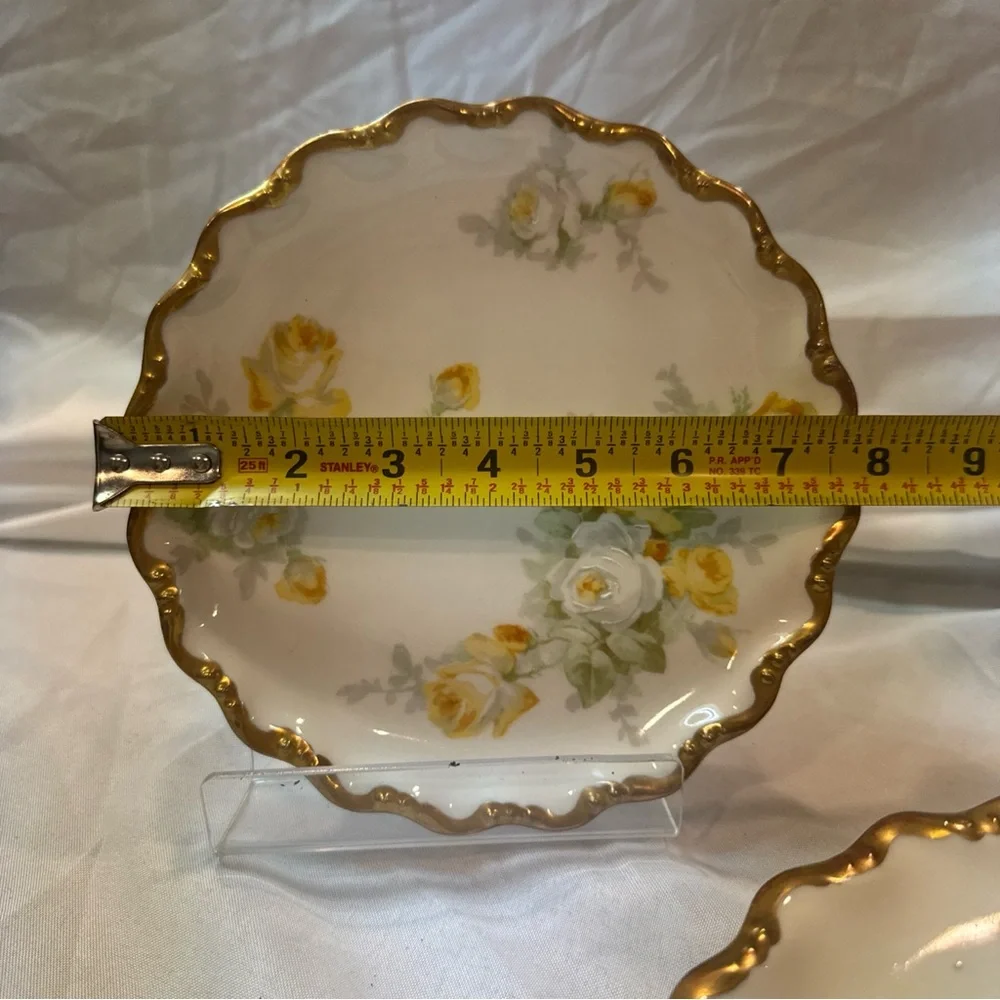 Antique Limoges Coronet Yellow Rose Plate Set 7.5”, Circa 1906-1920, HandPainted - Picture 8 of 8